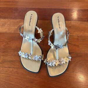 Unlisted gold flower sandals, Great summer shoe, Size 8